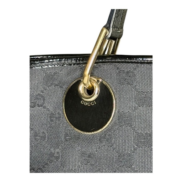 Gucci Black GG Canvas Tote / Satchel with Patent Leather Trim – Made in Italy - Picture 7 of 14